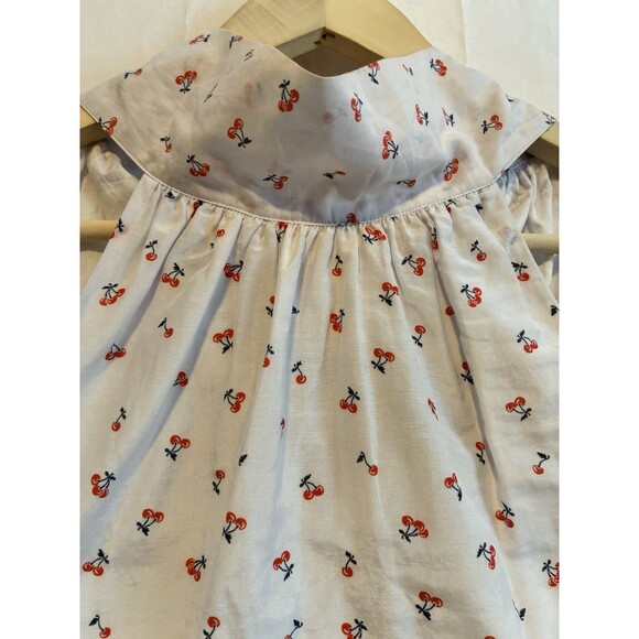 J.Crew Size 0 Cherry Print Sleeveless Tie Neck Cotton Silk Blouse Top - Picture 9 of 12